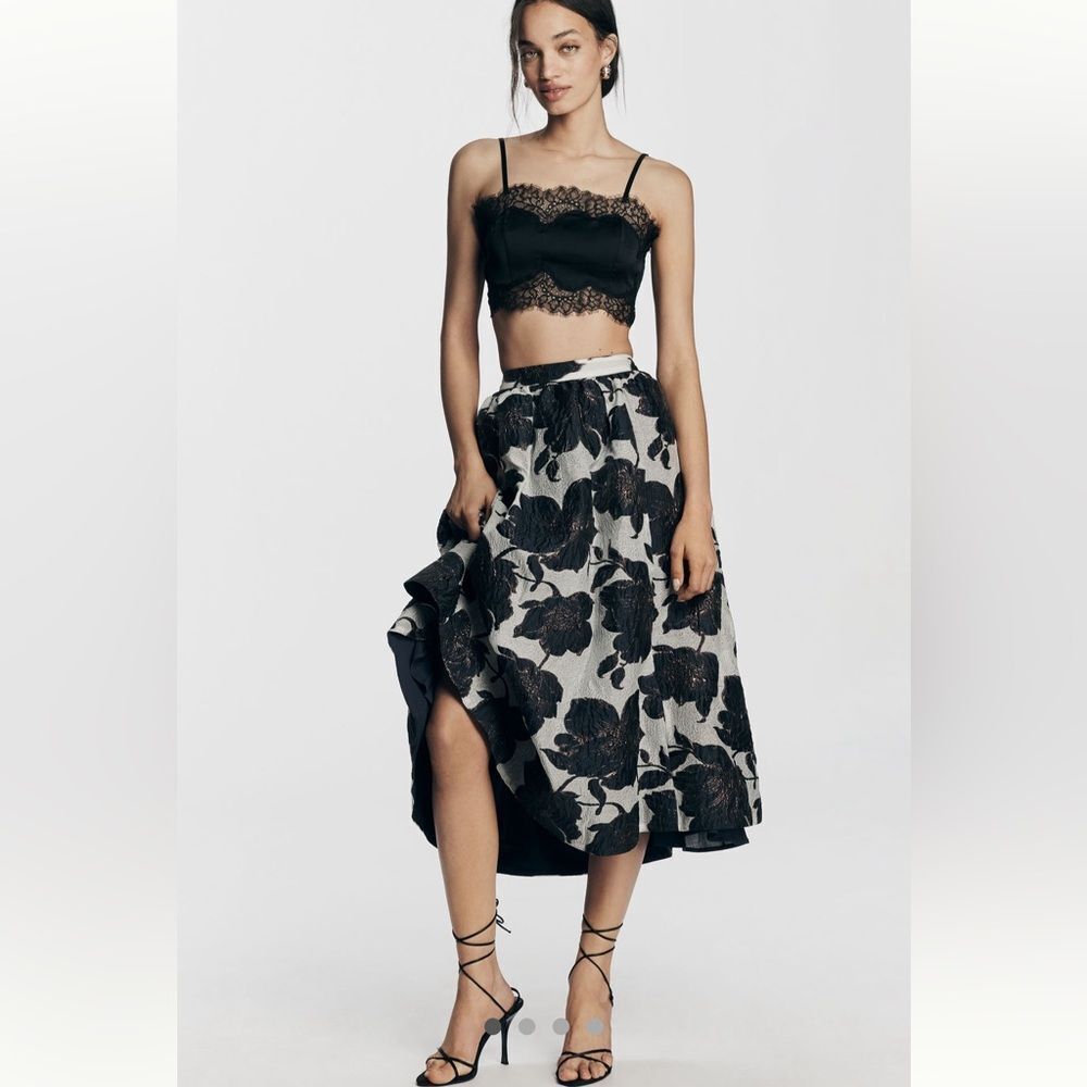 The Jackie Poplin Printed Midi Skirt by Maeve/Anthropologie